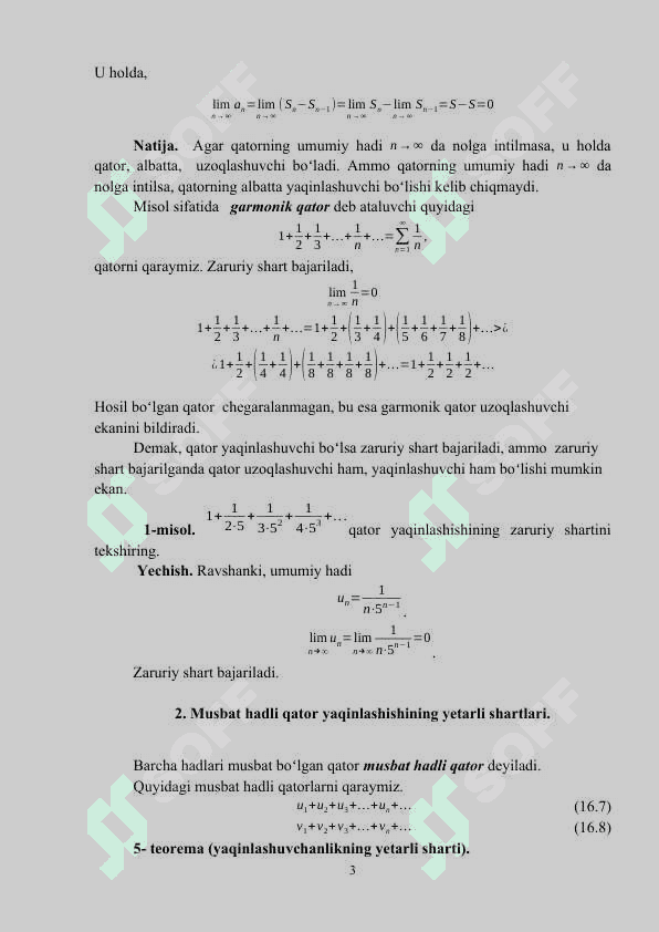 SОNLI QATОRLAR VA YAQINLASHISH TEOREMALARI 3