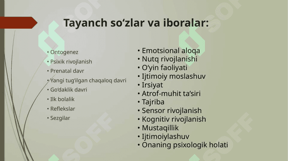Ontogenizning ilk bosqichlarida insonning psixik rivojlanishiga xos xususiyatlari 3