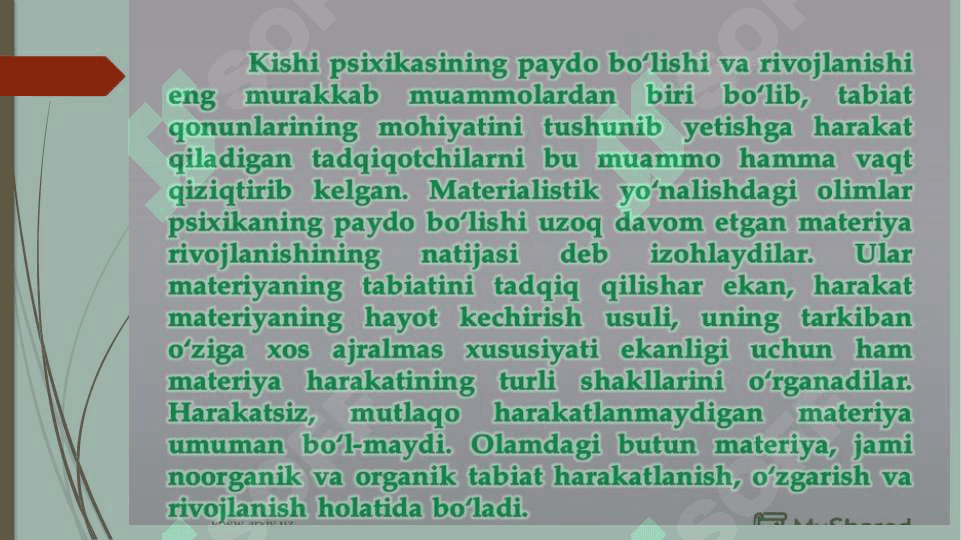 Ontogenizning ilk bosqichlarida insonning psixik rivojlanishiga xos xususiyatlari 6