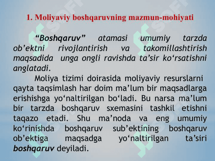 Moliyaviy tizim va boshqaruv 3