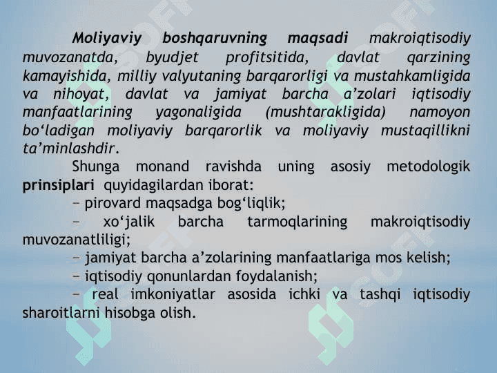 Moliyaviy tizim va boshqaruv 6