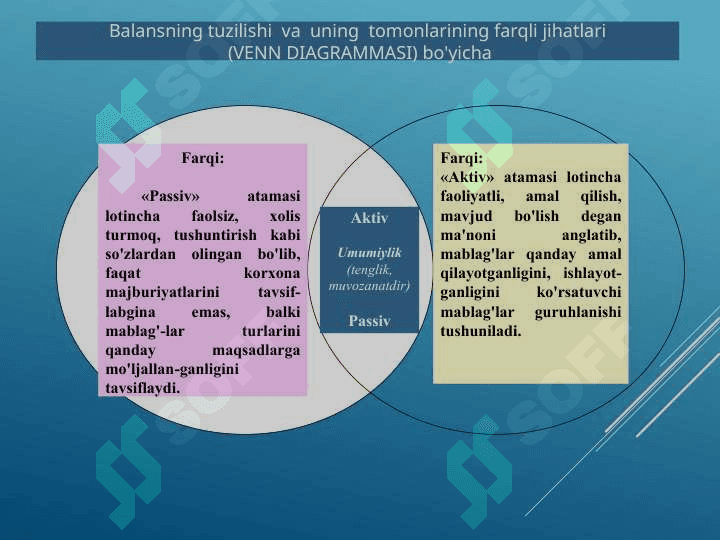 Buxgalteriya balansi, schetlar rejasi va ikkiyoqlama yozuv 4