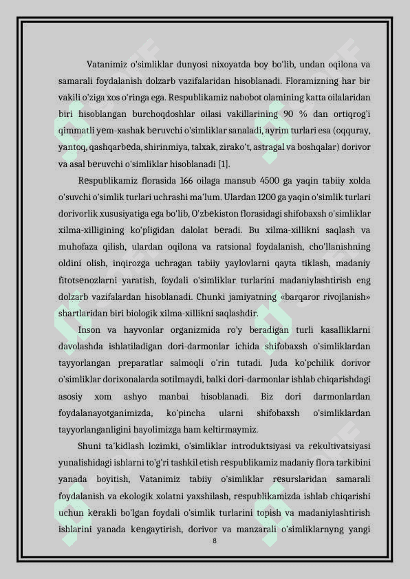 Dorivor gulxayri  (althaea officinalis) o’simlik urug’ining labaratoriya taxlili 8