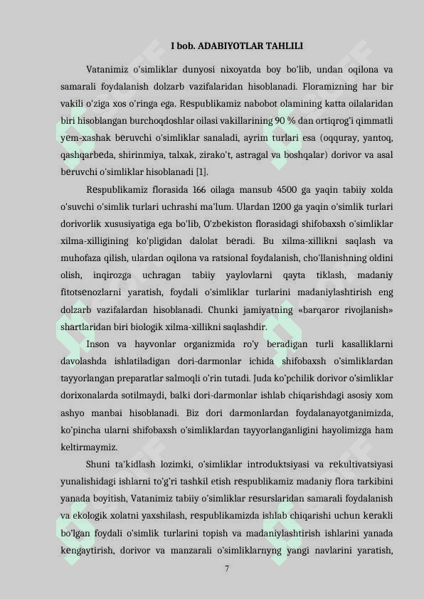Limono’t -Melissa officinalis L o’simligi urug’larini laboratoriya tahlili. 7