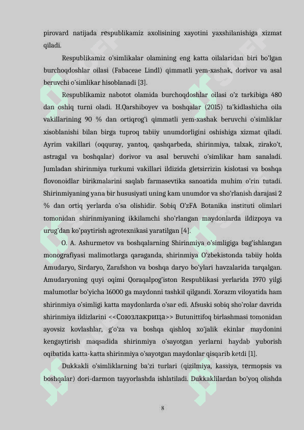 Limono’t -Melissa officinalis L o’simligi urug’larini laboratoriya tahlili. 8