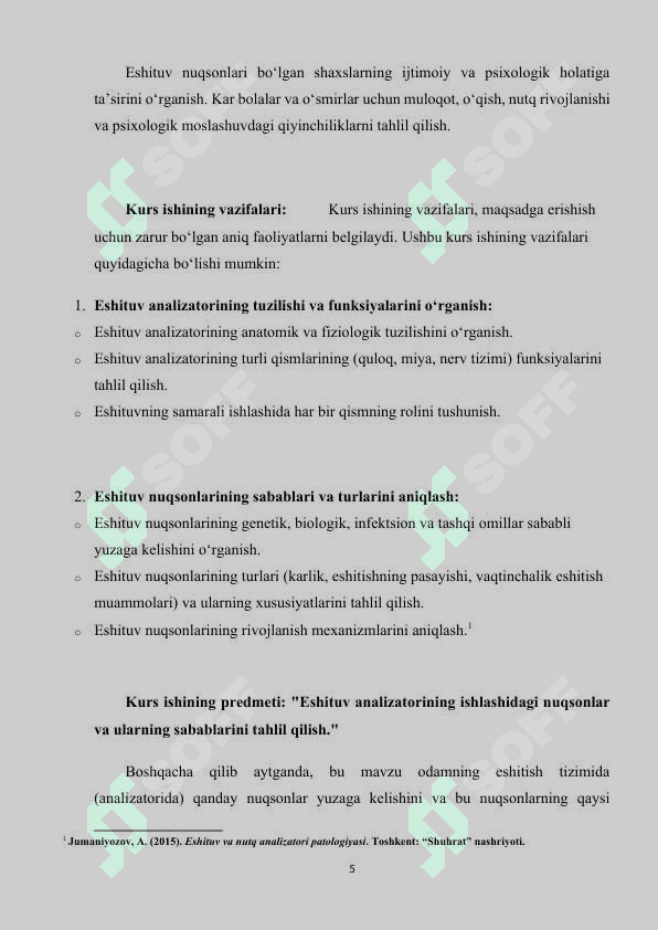 Eshituv analizatorida nuqsonlarni vujudga kelishi (KURS ISHI) 5