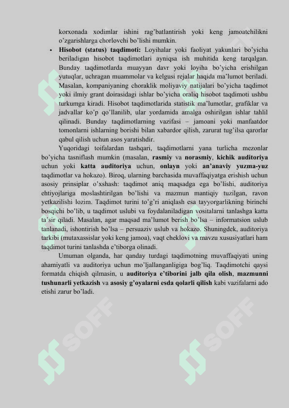 Taqdimot tayyorlash va taqdim etish usullari 5