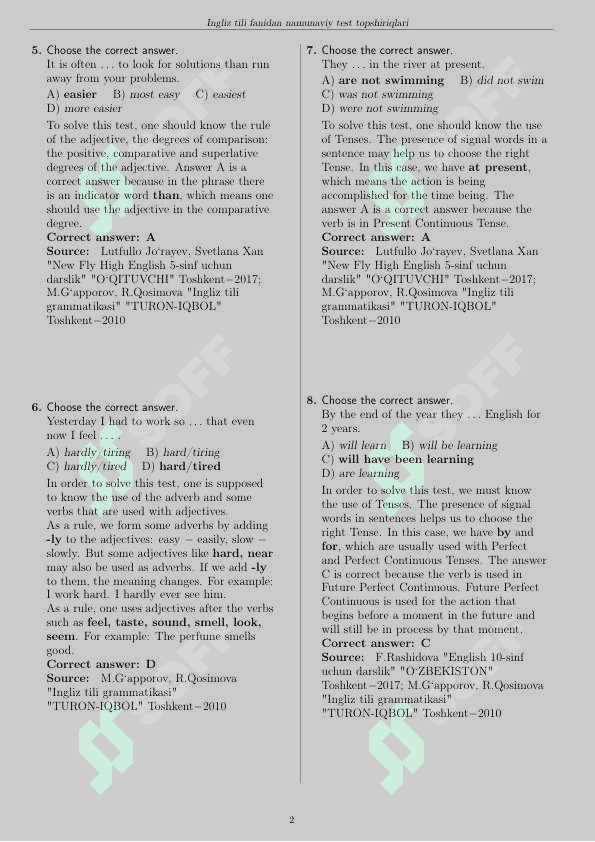 English exam to prezident schools 2