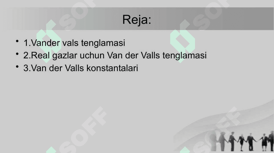 Vander vals tenglamasidagi doimiy va kritik parametrlarni aniqlash 2