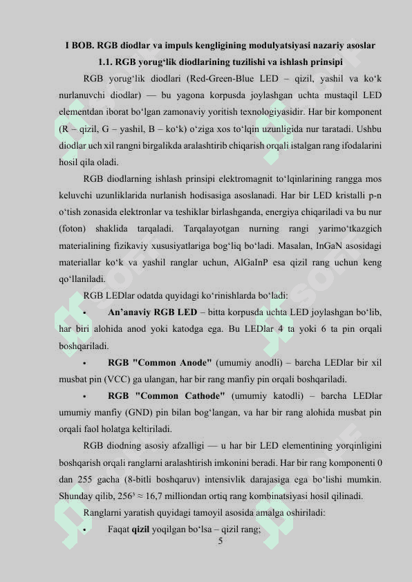 RGB-yorugʻlik diodi.Impuls kengligining modulyatsiyasi 5