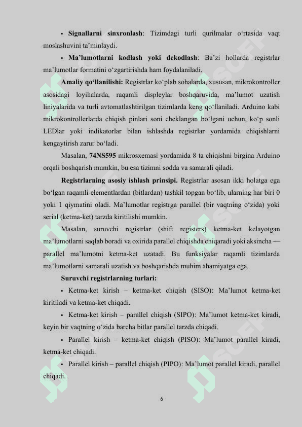 74NS595_suruvchi_registr_mikrosixema_4_razryadli_matrisani_boshqarish 6