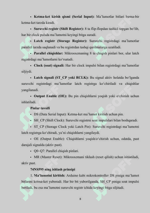 74NS595_suruvchi_registr_mikrosixema_4_razryadli_matrisani_boshqarish 8