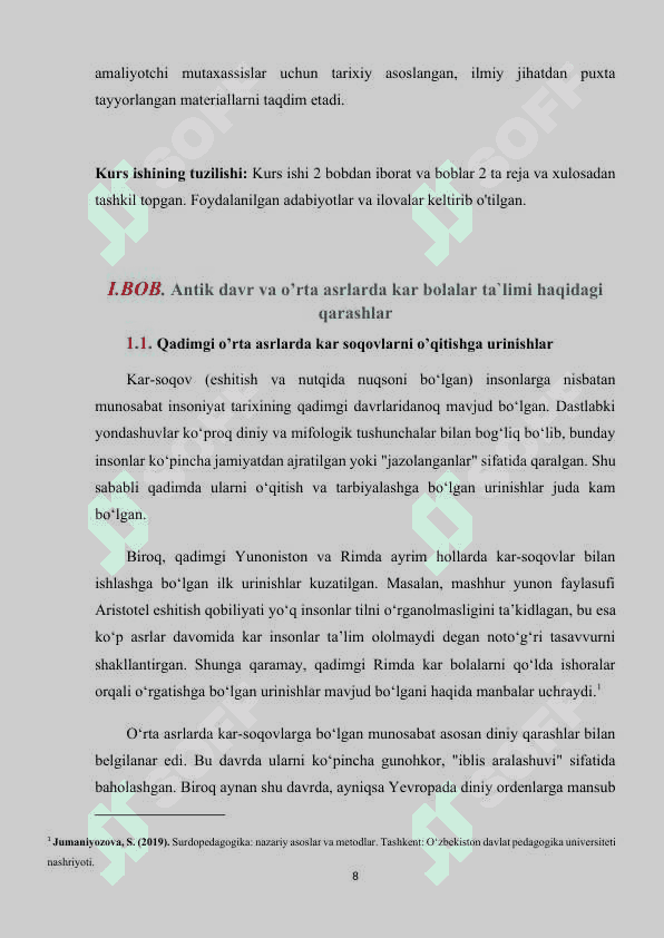 Surdopedagogika fanining rivojlanish tarixi (KURS ISHI) 8