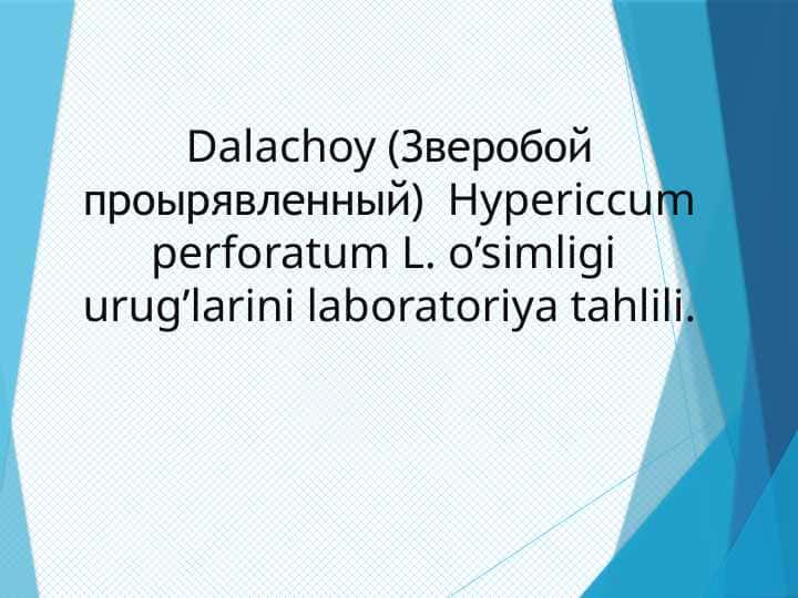 Dalachoy (Зверобой проырявленный)  Hypericcum perforatum L. o’simligi  urug’larini laboratoriya tahlili.