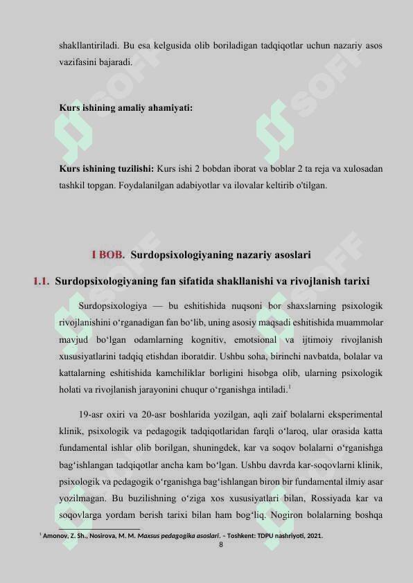 Surdopisixologiya fanining predmeti, maqsadi va vazifalari (KURS ISHI) 8