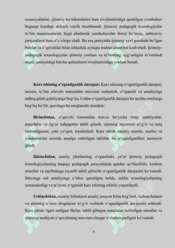 Ijtimoiy pedagogik texnologiya tushunchasi va uning mohiyati (KURS ISHI) 4