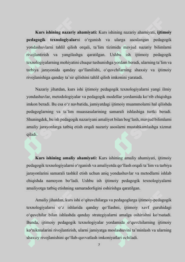 Ijtimoiy pedagogik texnologiya tushunchasi va uning mohiyati (KURS ISHI) 7