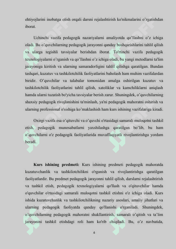 Pedagogik mahoratda kuzatuvchanlik va tashkilotchilik (KURS ISHI) 6