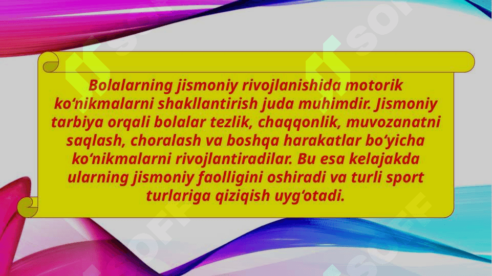 Maktabgacha ta`lim tashkilotlarida jismoniy tarbiya vazifalari va vositalarini tatbiq etish (TAQDIMOT) 5