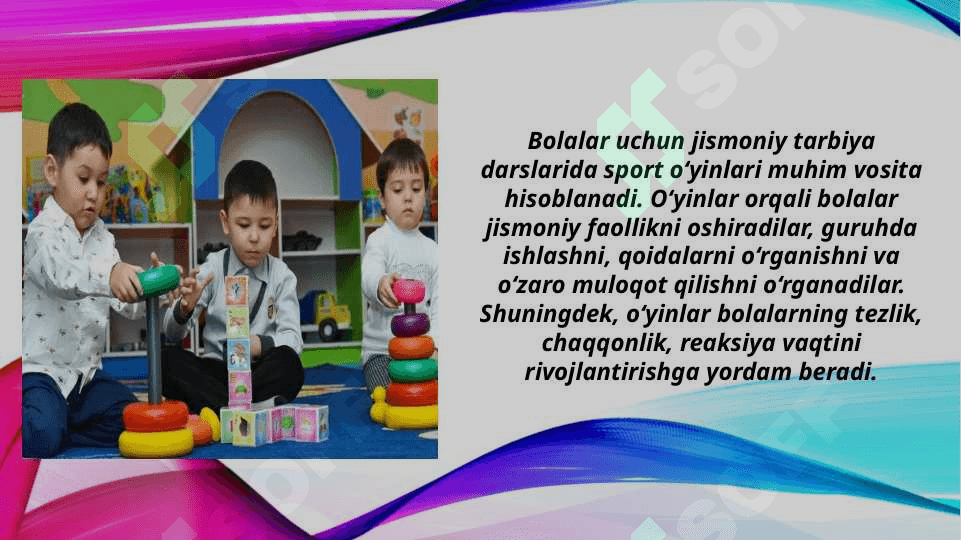 Maktabgacha ta`lim tashkilotlarida jismoniy tarbiya vazifalari va vositalarini tatbiq etish (TAQDIMOT) 8