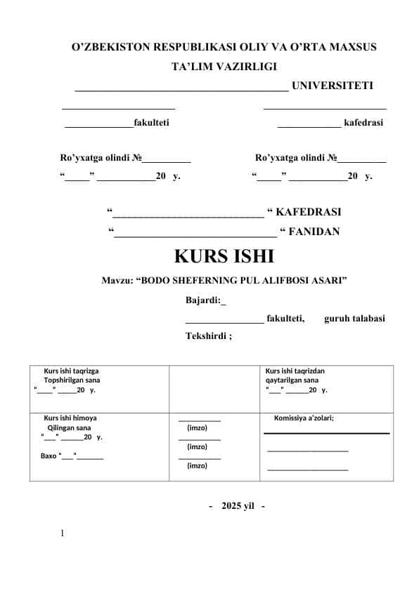 BODO SHEFERNING PUL ALIFBOSI ASARI 1