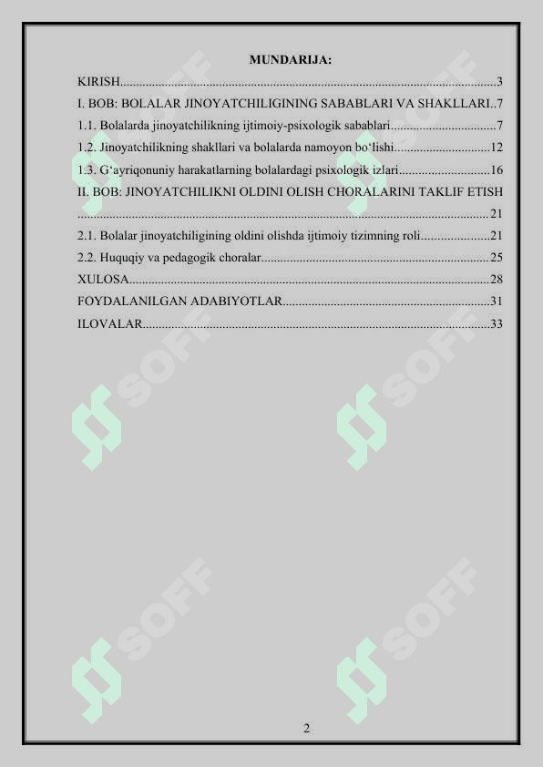 Jinoyatchlik bolalarda gʻayriqonuniy hati-harakatlarning namoyon boʻlishi shakli sifatida 2
