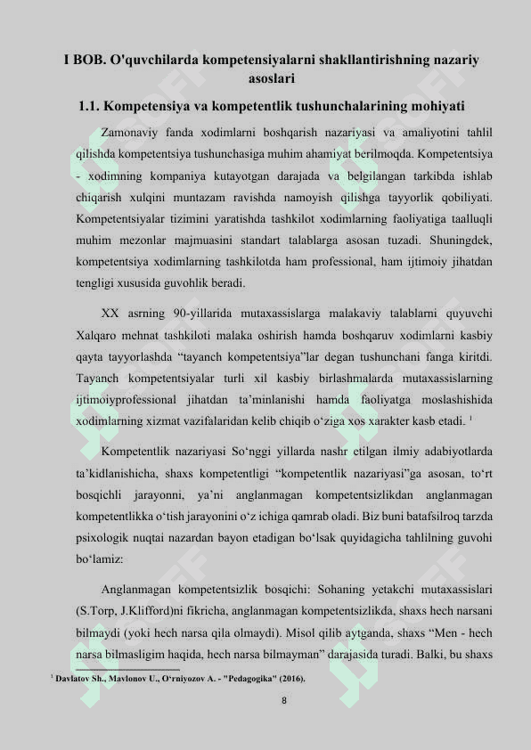 O'quvchilarda kompetensiyalarni shakllantirish tamoyillari (KURS ISHI) 8