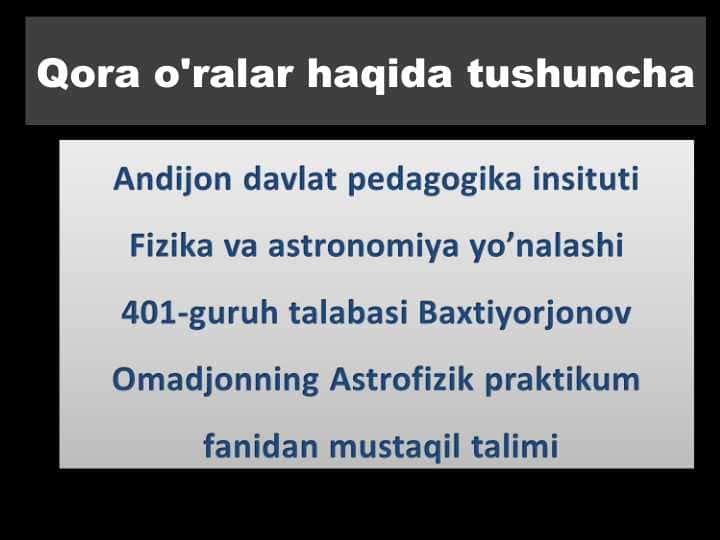 7.Qora o'ralar haqida tushuncha 1