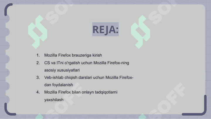 Informatika va axborot texnologiyalari fanini o'qitishda Mozila Fire Fox brozeridan foydalanish 2
