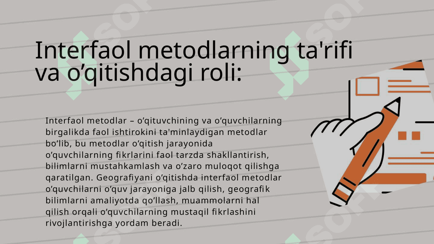 Interfaol metodlardan geografiyani o’qitishda foydalanish. 3