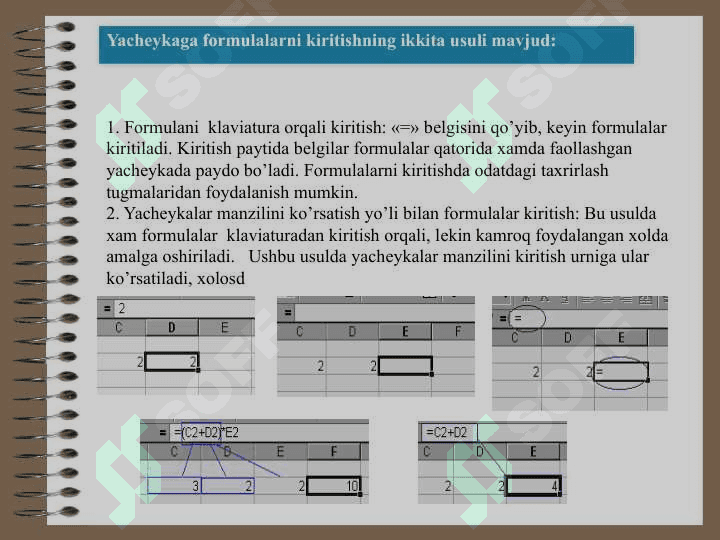 Ms Excel dasturida formula va funksiyalar bilan ishlash 6