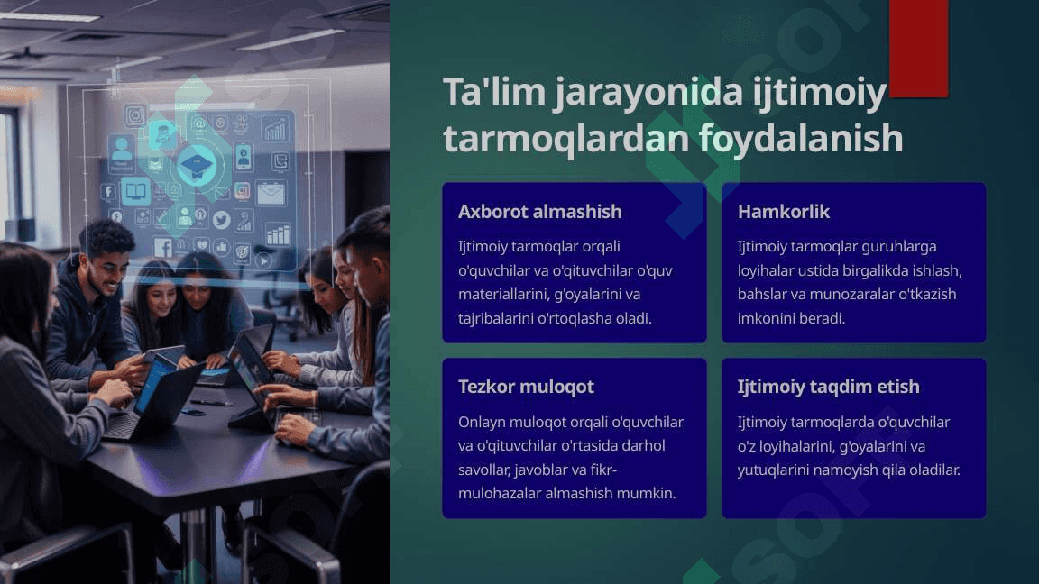 Ta'lim jarayonini tashkil etishda internet xizmatlaridan foydalanish 5