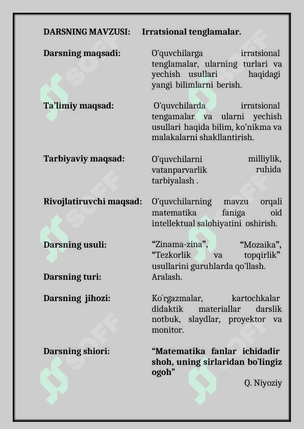 IRRATSIONAL TENGLAMALAR 2