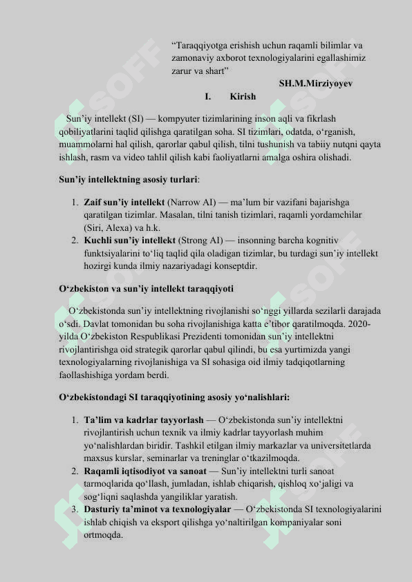Sun’iy intellekt tushunchasi va O‘zbekistonda sun’iy intellekt taraqqiyoti 5
