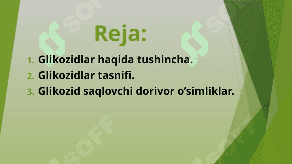 Glikozid saqlovchi  dorivor o’simliklar 2