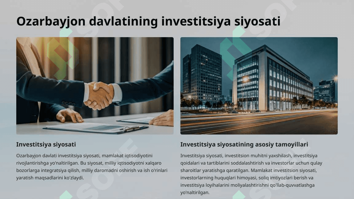 Ozarbayjon davlatining investatsiya tahlili 2