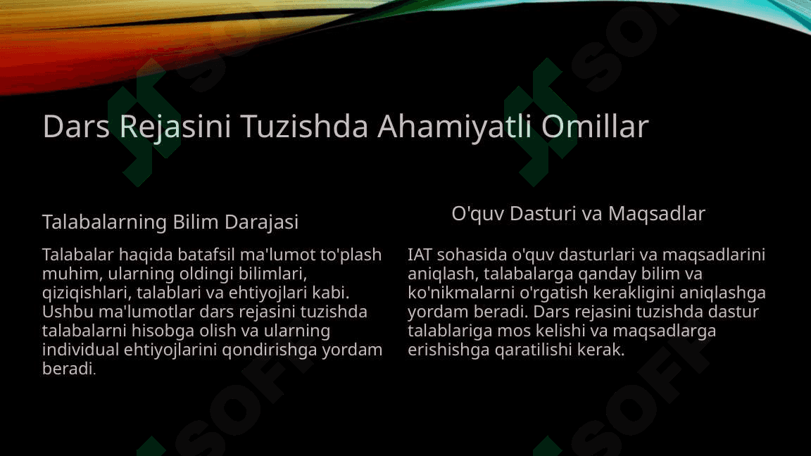 Informatika va Axborot Texnologiyalari fanining dars rejasini tuzish 4