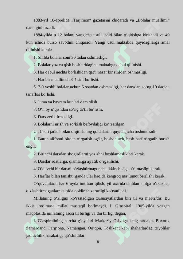 Pedagog faoliyatida jadid maʼrifatparvarlarining merosidan foydalanish 8
