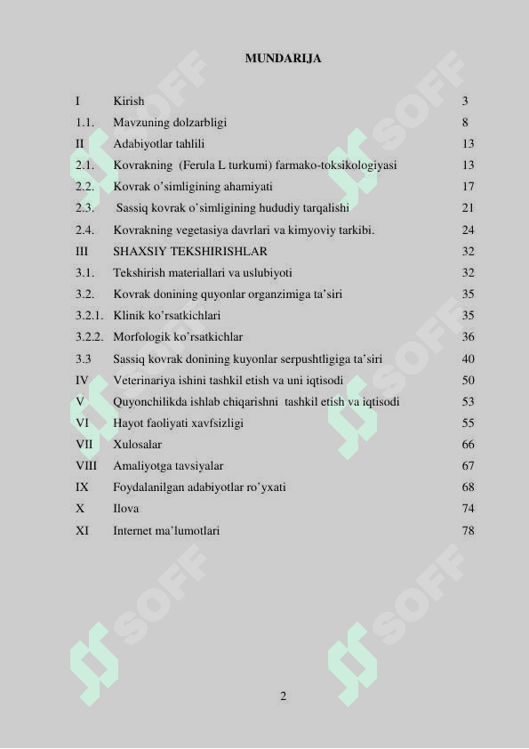 Kovrak o’simligining laboratoriya hayvonlari serpushtligiga ta’siri 2