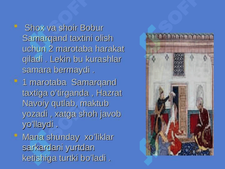 Shoh va shoir Zahiriddin Muhammad Bobur hayoti va ijodi 5