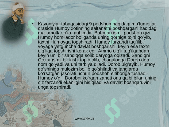 Alisher Navoiyning tarixiy asarlari “Tarixiy anbiyo va hukamo”. “Tarixi mulki ajam” 6