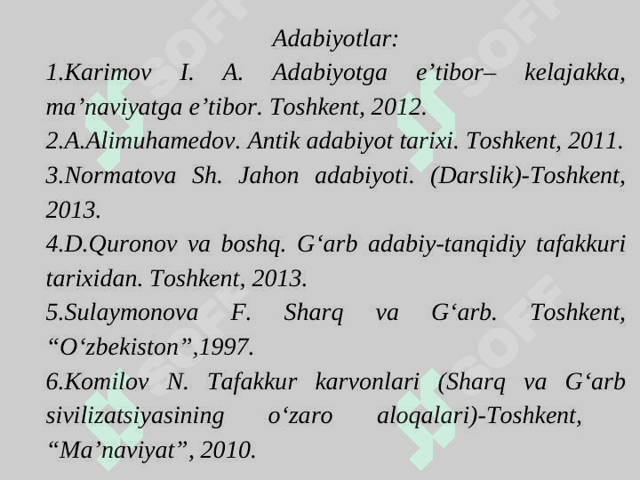O‘RTA ASRLAR ADABIYOTI: SHARQ VA G‘ARB ADABIYOTI 2