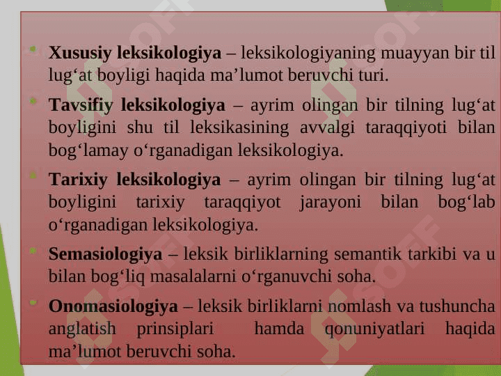 Tilining leksik sathi. Leksikologiya 5