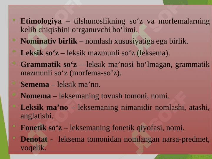 Tilining leksik sathi. Leksikologiya 6