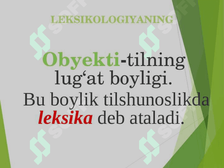 Tilining leksik sathi. Leksikologiya 7