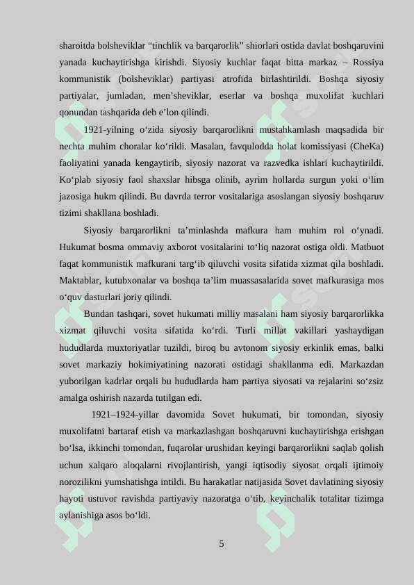 BXSRning 1921-1924-yillardagi siyosiy va ijtimoiy-iqtisodiy hayoti 5