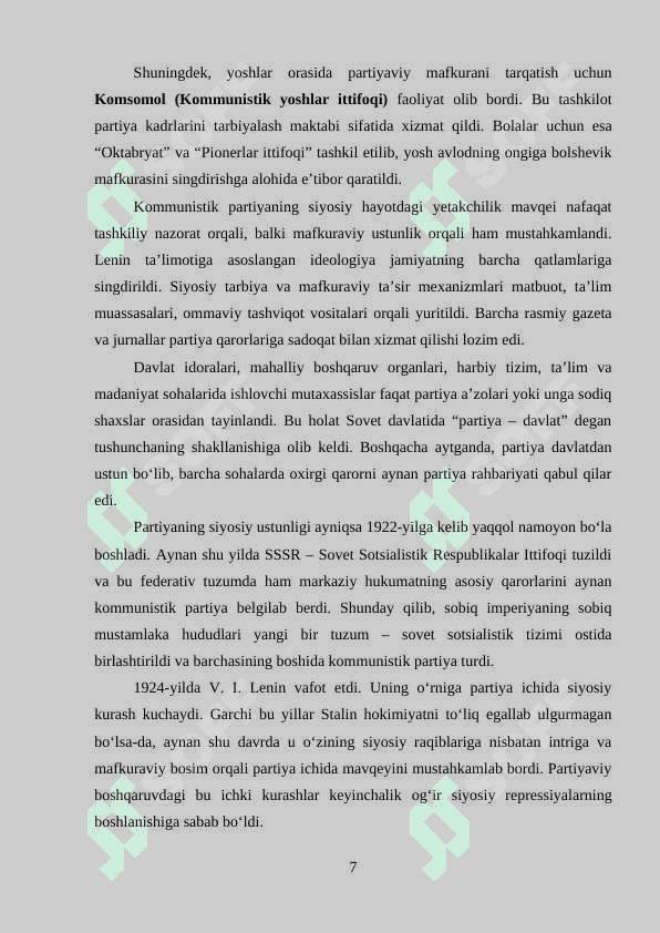 BXSRning 1921-1924-yillardagi siyosiy va ijtimoiy-iqtisodiy hayoti 7