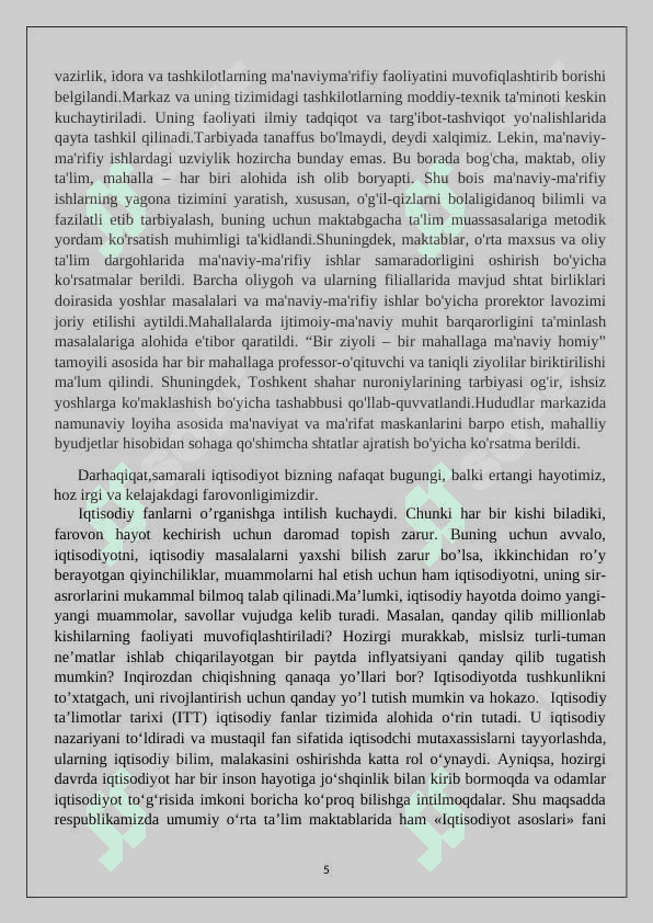 Iqtisodiyot fanining jamiyat taraqqiyotidagi o’rni 5