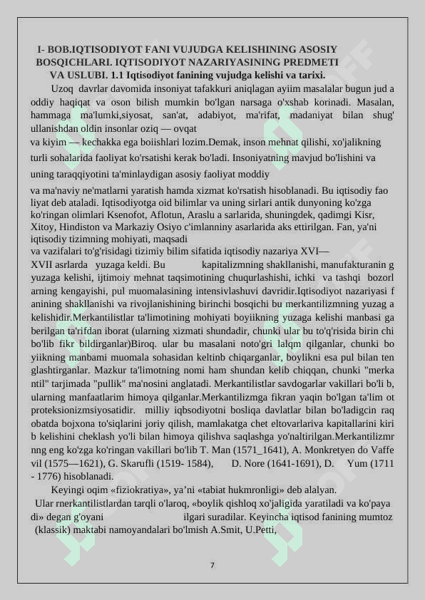 Iqtisodiyot fanining jamiyat taraqqiyotidagi o’rni 7