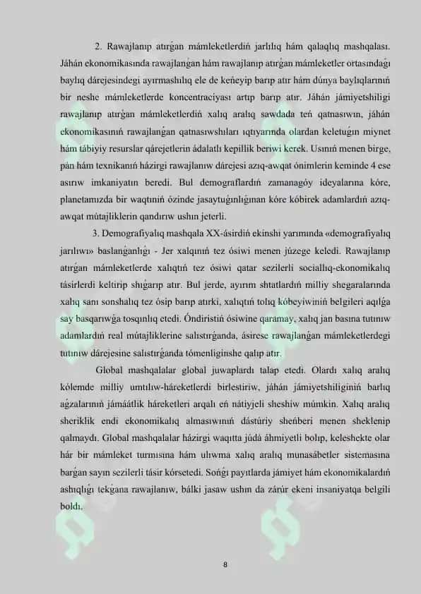 Dúnyanıń global ekonomikalıq mashqalaları.docx  kurs jumısı 8